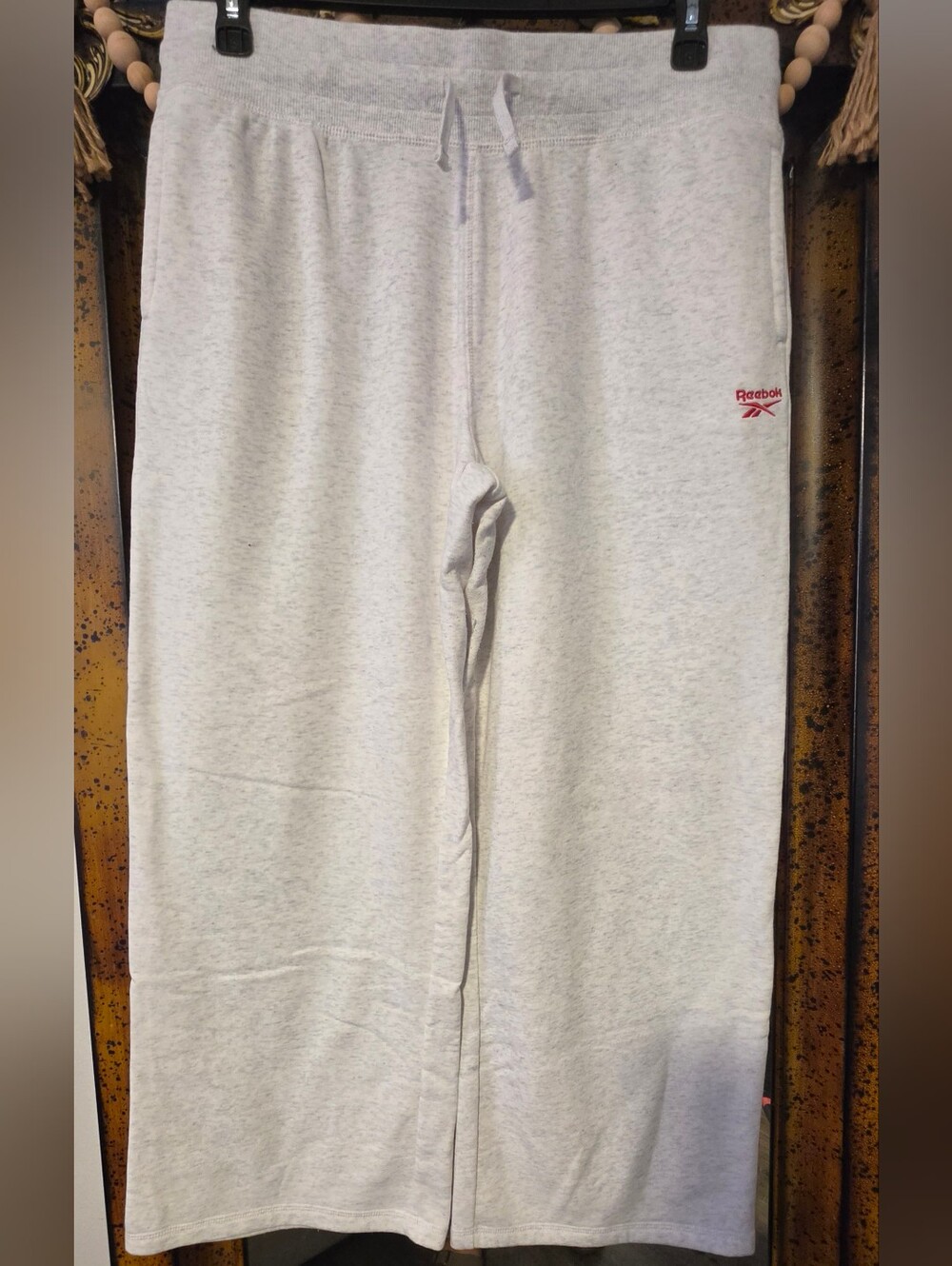 Reebok Light Heather Gray Sweatpants with Red Logo